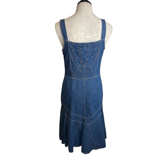 Lauren Jeans Co Vintage Womens Dress Size 4 Blue Corset Front Denim Pure Cotton - Picture 3 of 13